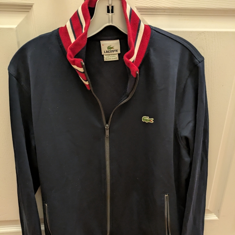 Lacoste Mens Navy and Red Track Jacket  size 6
